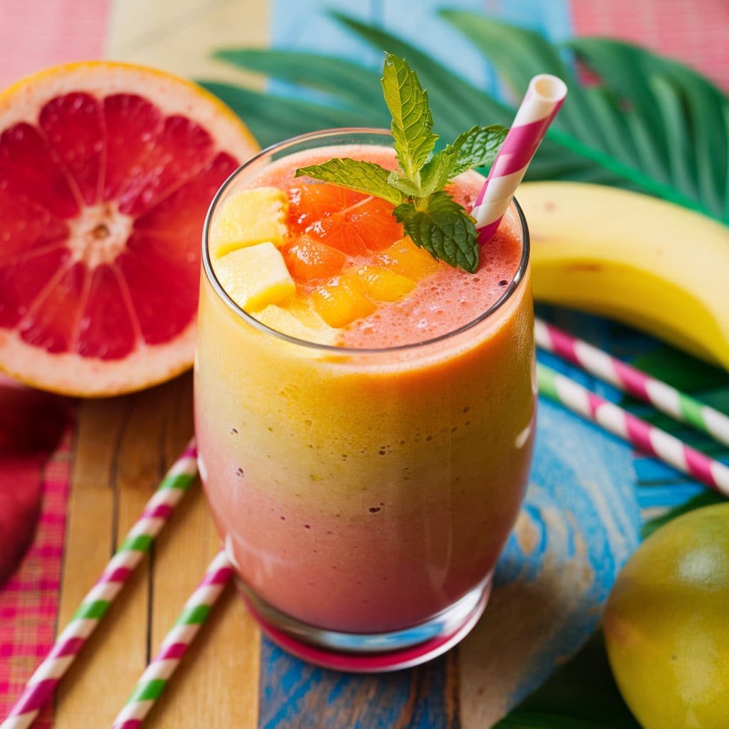 Grapefruit Banana and Mango Smoothie