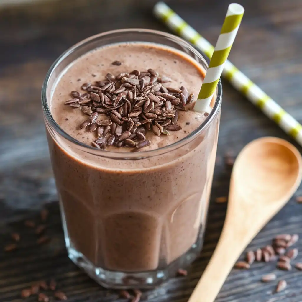 Healthy Chocolate Banana Smoothie with Flax