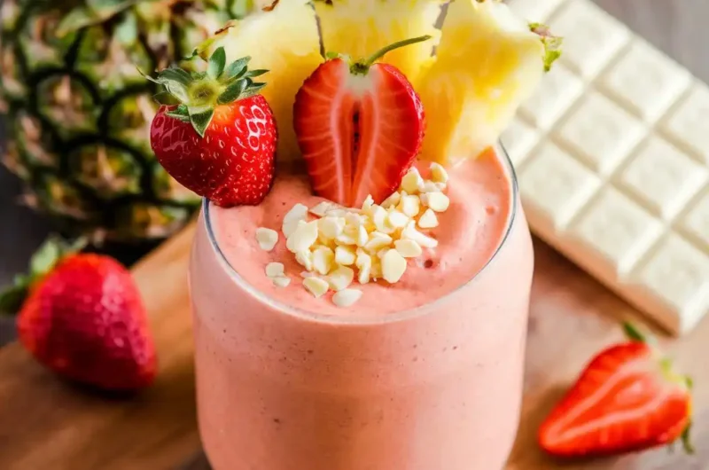 Strawberry Pineapple Smoothie with White Chocolate