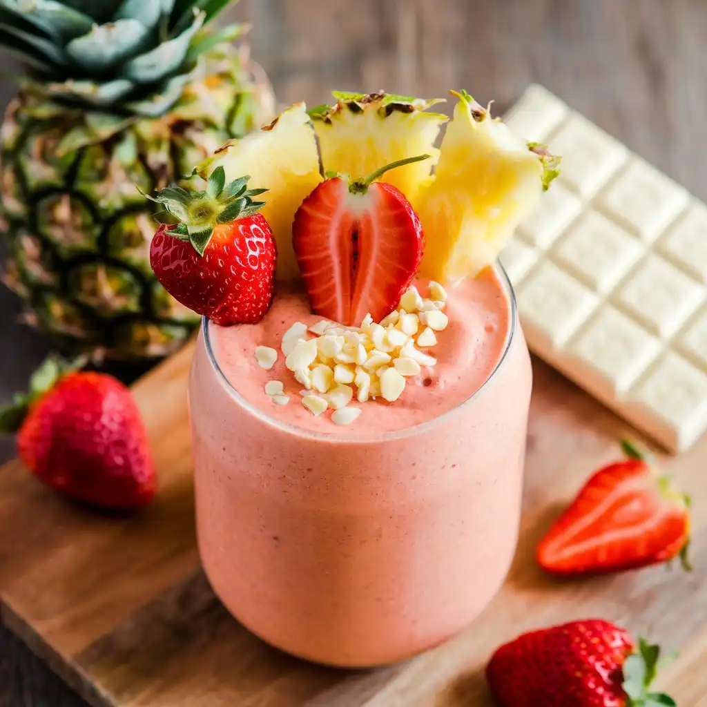 Strawberry Pineapple Smoothie with White Chocolate